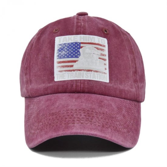 (image for) Printed_Baseball_Cap_CP873-2_wine_red