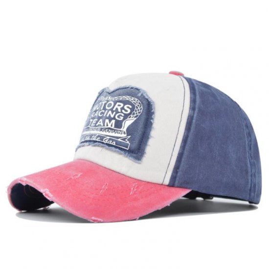 (image for) Printed_Baseball_Cap_CB222-3_watermelon_red&_navy_blue