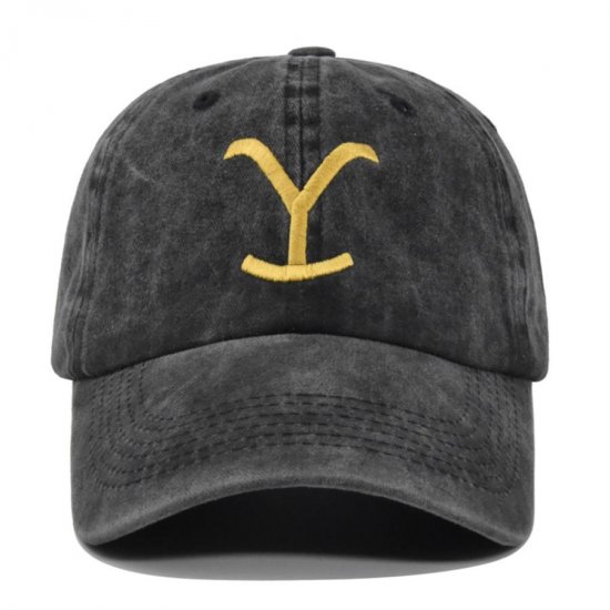 (image for) Washed_Baseball_Cap_CB357-1_black-_yellow