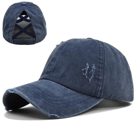 (image for) Ponytail_Cap_CC620-3_navy_blue