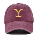 (image for) Washed_Baseball_Cap_CB357-2_wine_red-_yellow