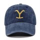 (image for) Washed_Baseball_Cap_CB357-3_navy_blue-_yellow