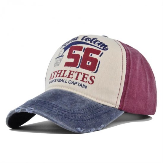 (image for) Printed_Baseball_Cap_CP899-4_navy_blue&_wine_red