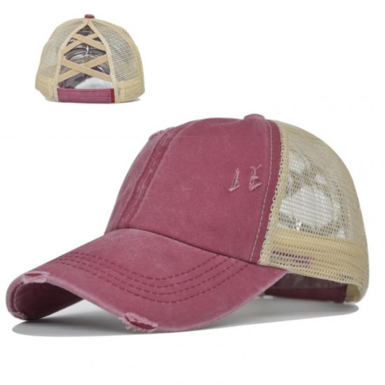 (image for) Mesh_Baseball_Cap_CC606-2_wine_red